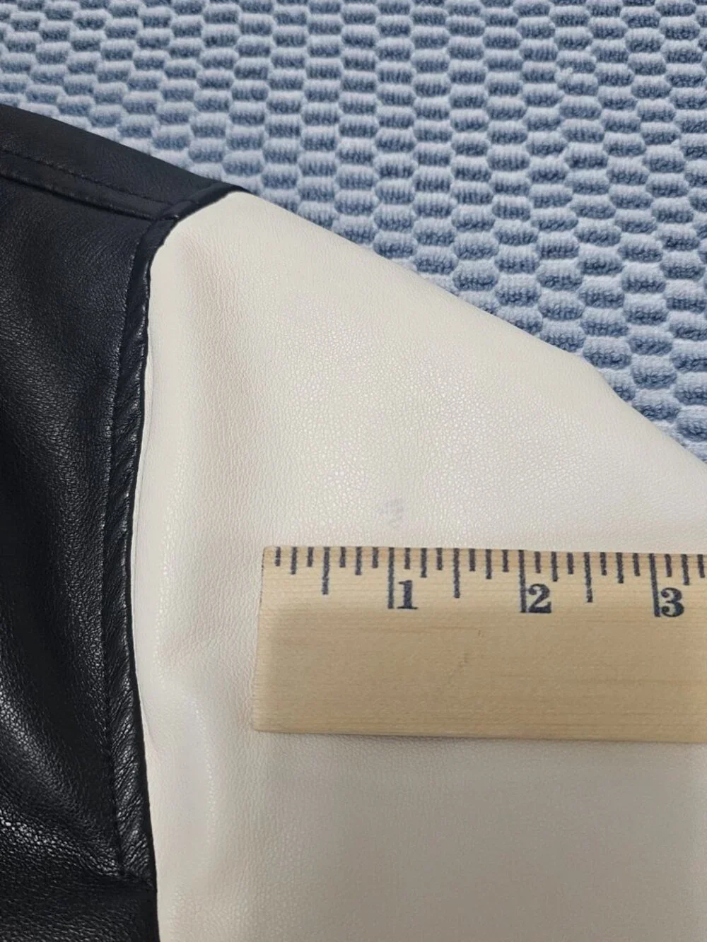True Religion Black White Vegan Leather Varsity Men's Jacket - Size Large